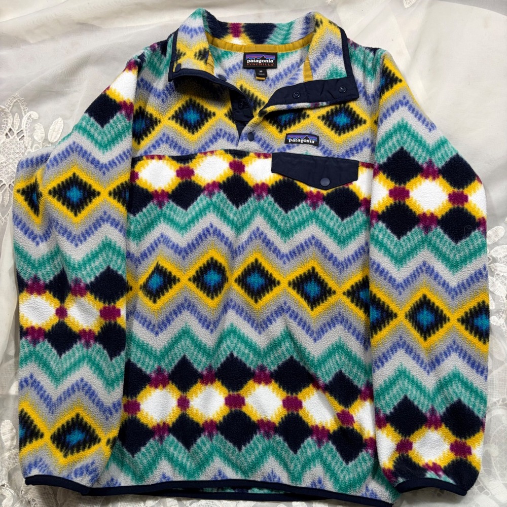 Patagonia Synchilla Snap-T Fleece Pullover Geometric Diamond Print XS